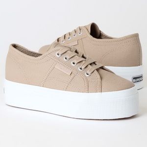 Beige Superga Platform Sneakers